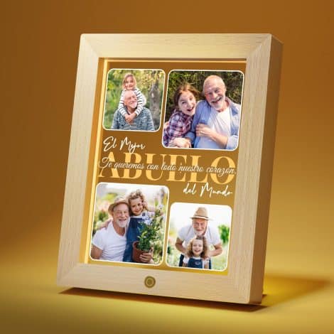 Regalo de Cumpleaños para Abuelo – Marco de Fotos Acrílico con Luz Nocturna – Regalo de Navidad para Abuelo de Nietos, Ideas para Bisabuelo.