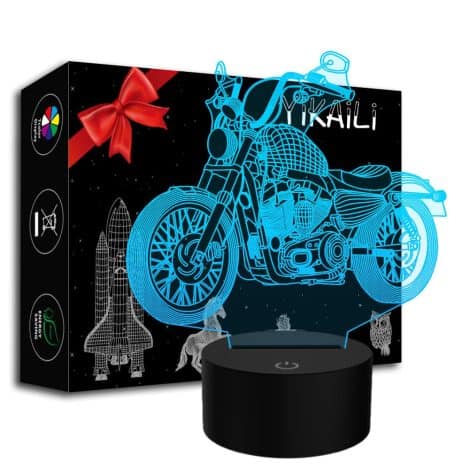 Lámpara de Noche 3D LED YiKAiLi para Motocicleta, con USB y Control Táctil de Colores.