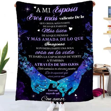 Manta Personalizada Bendición en Español de ZQYMM: Regalo suave para sofá en invierno, cumpleaños, Navidad y Halloween.