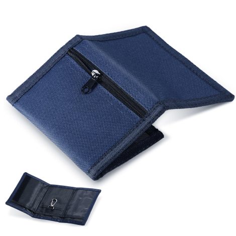 Cartera infantil de lona Xuniea con protección RFID para actividades al aire libre, azul oscuro y estilo sólido.