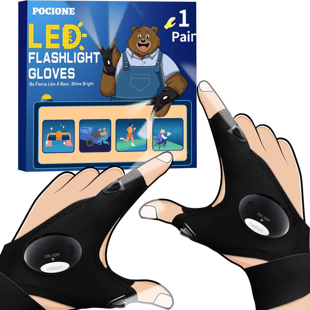 Guantes con Luz LED de Trabajo Gadgets Tecnologicos, Ideea Util de Regalo Originales para Hombre Padre, Marido, Manitas, para Navidad, Calendario Adviento, Cumpleaños