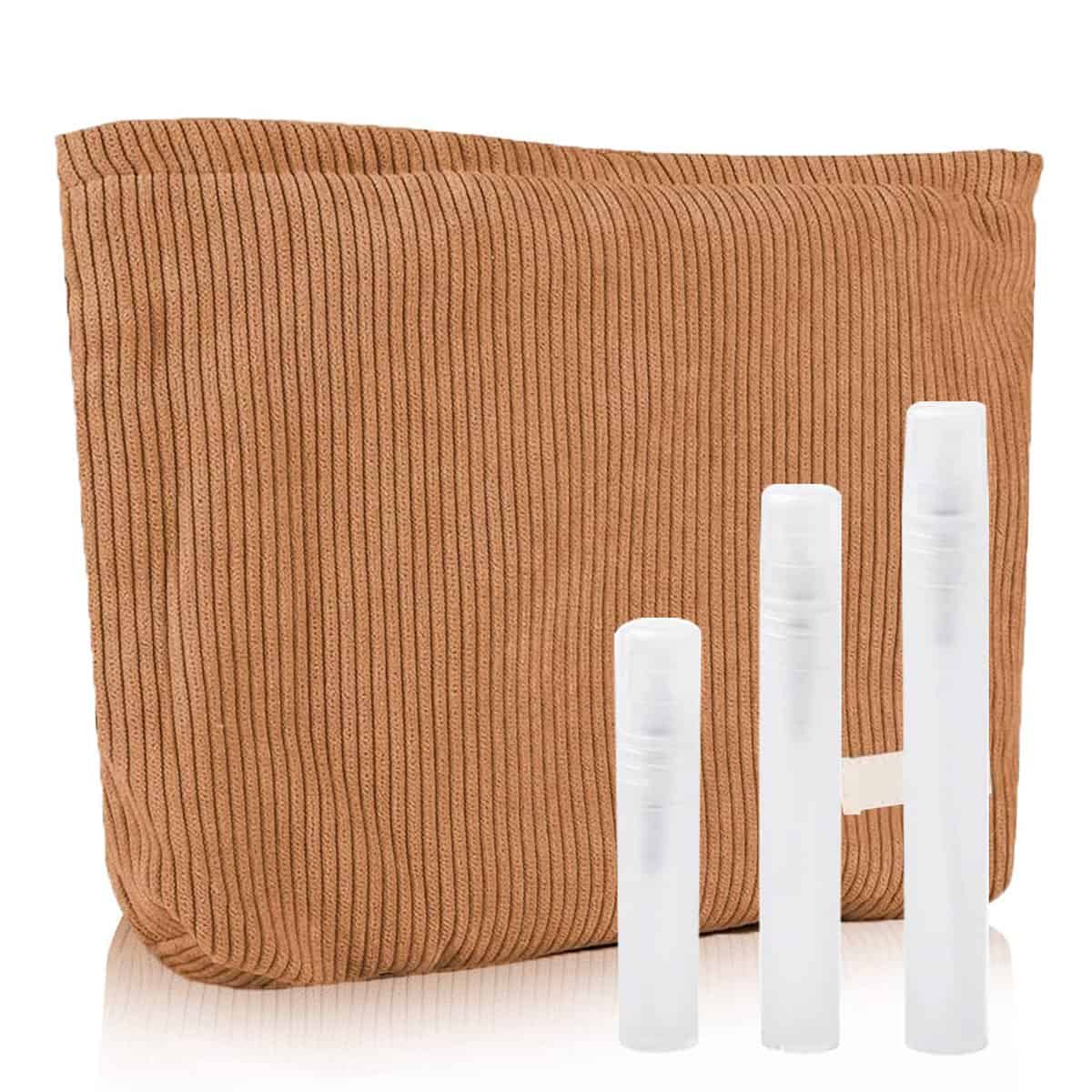 BSITSSS Neceser Maquillaje, Pana Neceser Viaje con 3 Botellas de Viaje, Portátil Multifuncional Neceser Mujer Hombre, Bolsa Maquillaje Bolsa de Aseo Makeup Bag para Hombre Mujer Niña Niño(Marrón)