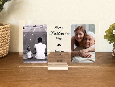 Placa personalizada de foto familiar para regalar en el Día del Padre, ideal para papá.