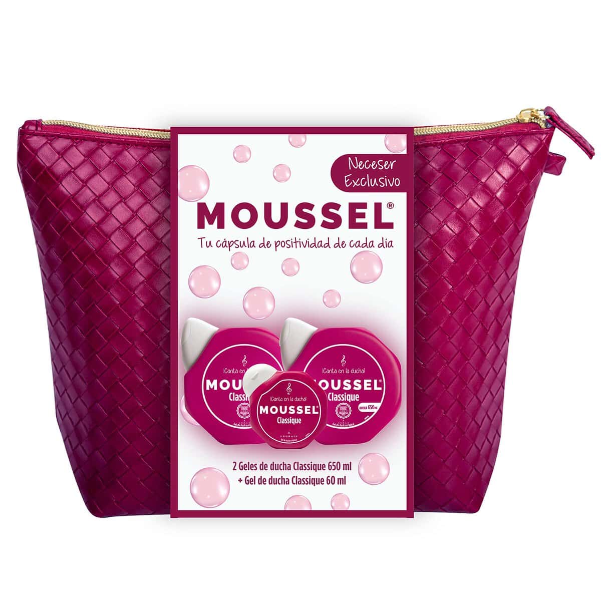 Moussel Neceser Mujer Set de Baño Classique Gel de Ducha 650 ml x 2 + Gel de Ducha 60 ml