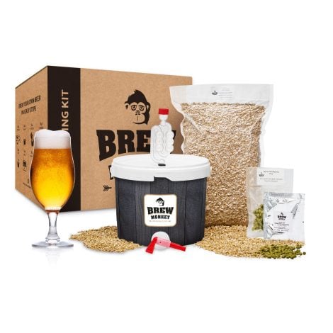 Kit de Elaboración de Cerveza Rubia Brew Monkey®. Kit Básico de 5 Litros. 6.4% Vol. Haz tu propia cerveza artesanal. Regalo original para hombre en Navidad.