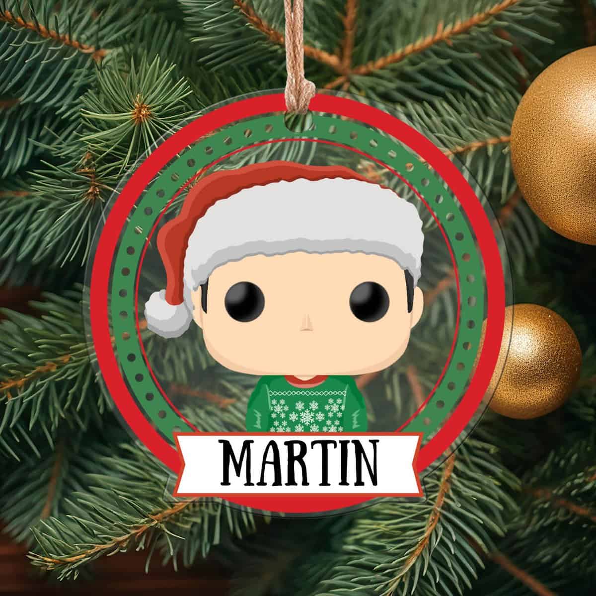 Transparent Gift Adorno Árbol Navidad Personalizado con Nombre. Bola de Navidad Personalizada Muñeco Pop Metacrilato para Árbol. Decoración de Navidad para Casa. Regalos Personalizados Navideños