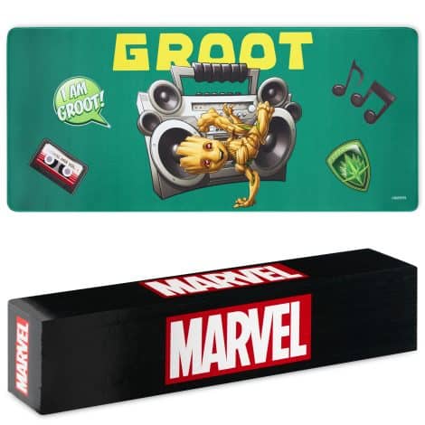 Alfombrilla de Ratón XXL Marvel Avengers de 80 x 36 cm – Protector de Escritorio Groot Spiderman, Ordenador y Teclado – Regalo Hombre, Cumpleaños, Navidad (Verde Groot).