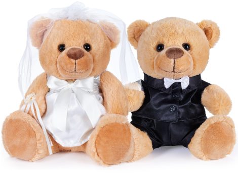 Oso de peluche de pareja de boda “BRUBAKER” – Set de novia y novio – Regalo para bodas y compromisos – Peluches vestidos de novios – 25 cm.