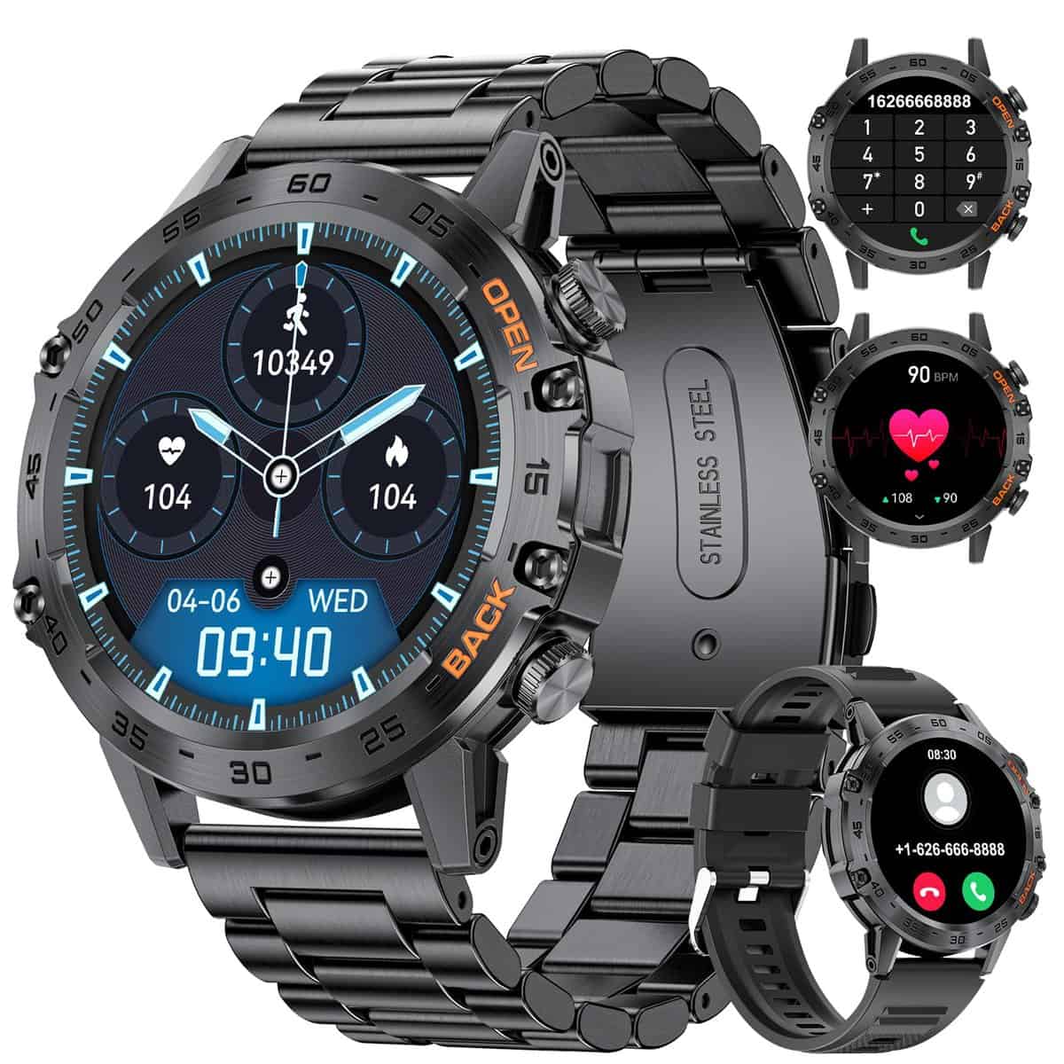 SUNKTA Reloj Inteligente Hombre, con Llamadas y Asistente Voz, 2023 1.39'' Smartwatch Hombre con 2 Correas, 400Amh, 100 Modos Deportes, DIY Esfera Reloj, Podómetro Reloj Deportivo para Android iOS