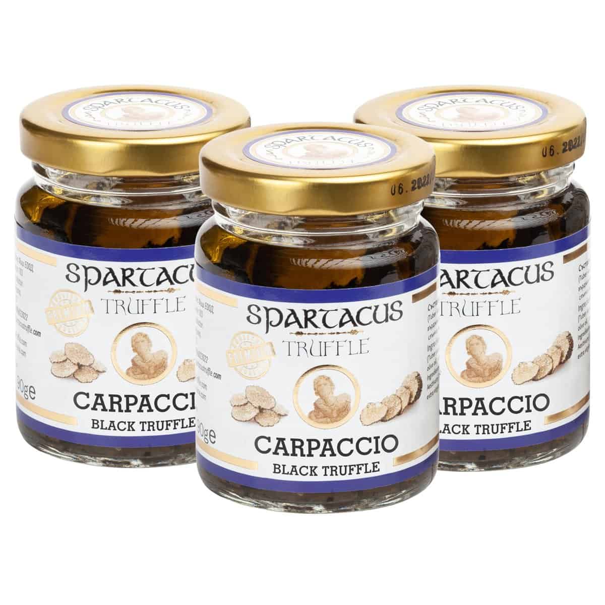 SPARTACUS CARPACCIO TRUFA NEGRA CONSERVADA EN ACEITE DE OLIVA VIRGEN EXTRA PERFECTO CONDIMENTO GOURMET (Carpaccio Trufa 270g)