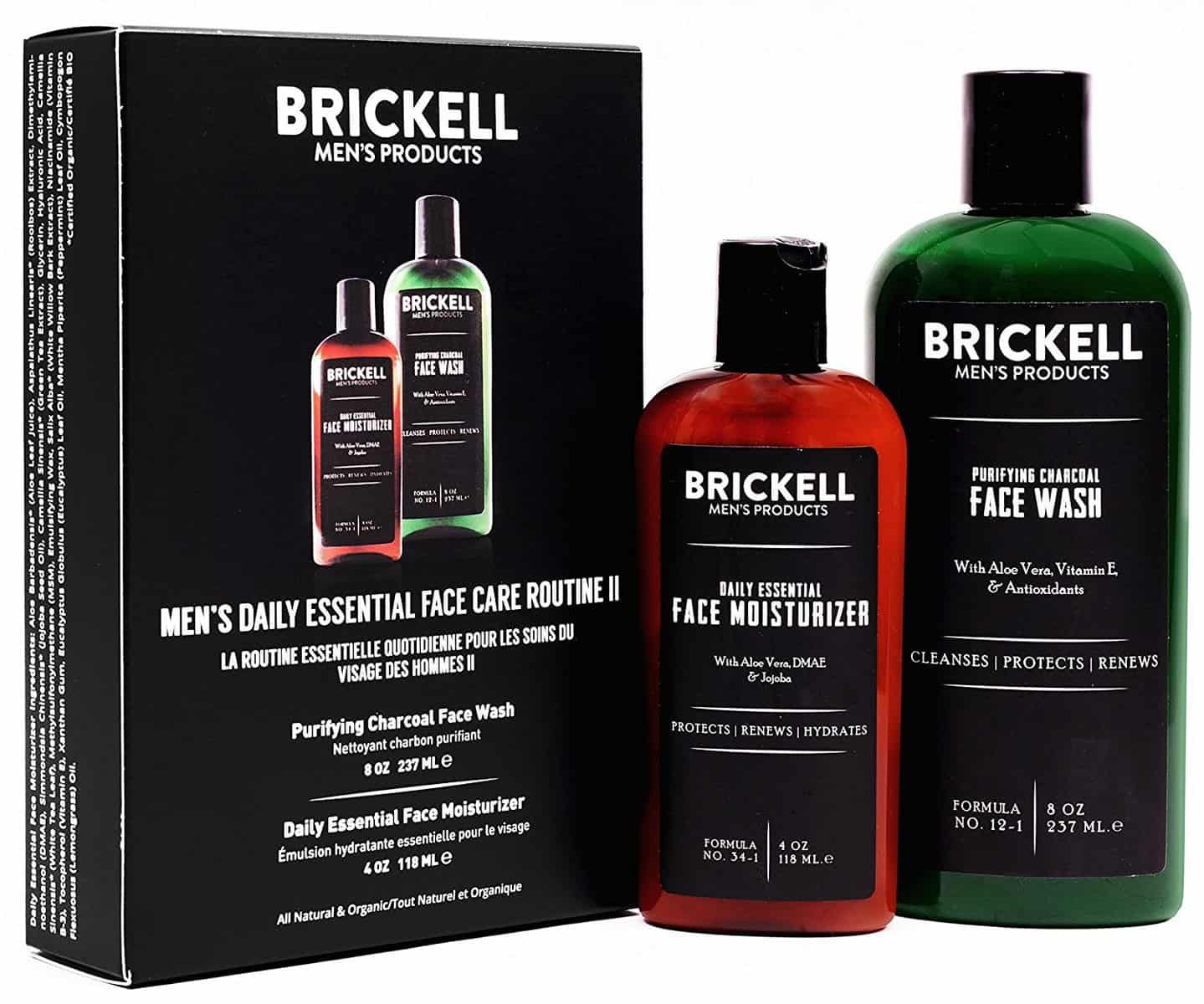 Brickell Men's Products  Rutina Esencial de Cuidado Facial Diario II  Gel Limpiador Facial e Hidratante Facial - Natural y Orgánico, Perfumado