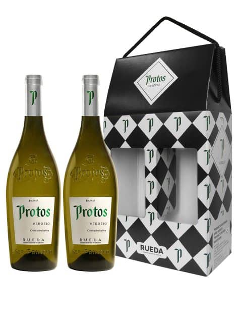 Protos Verdejo, caja con 2 botellas de vino blanco de 75cl.