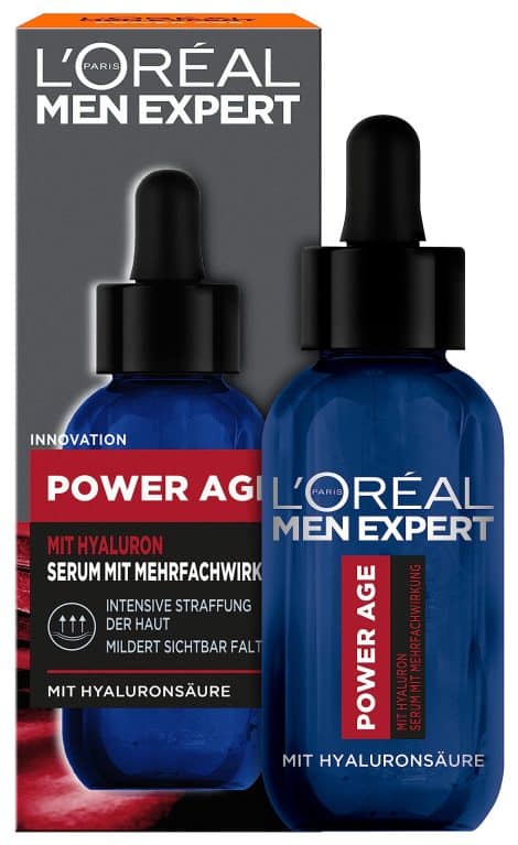 Sérum antiedad L’Oréal Paris Men Expert Power Age, con ácido hialurónico, para pieles cansadas y mates. 1 x 30 ml.