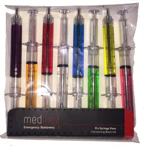 Pack de 8 bolígrafos de diferentes colores, ideal para médicos y enfermeros.