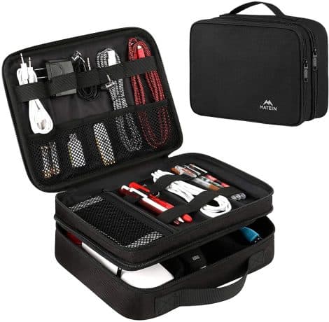 Bolsa de Organización de Cables MATEIN para Viajes, Impermeable, con 2 Capas, para Cargadores, Adaptadores, Powerbank y más.