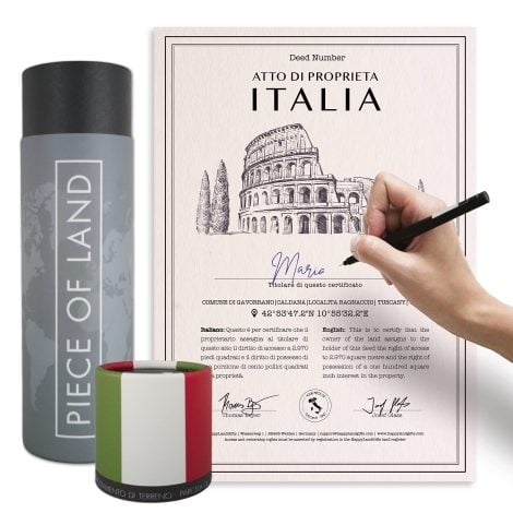 happylandgifts® Terreno Real Italiano – Un Regalo Especial para Familia y Amigos | Certificado Personalizado de Propietario | Regalos de Italia | Roma.