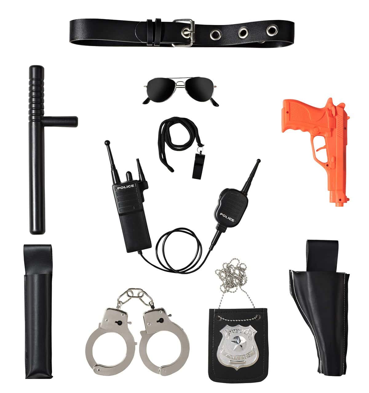 Dress Up America Último Todo en uno Policía Accesorio Juego de Rol para Niños - Equipo de Policía para Niños Incluye Pistola, Esposas, Placa de Policía, Construcción de Plástico Duradero, Accesorios