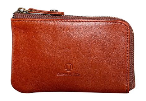 Cronus & Rhea® | Funda de lujo de Cuero Exclusivo (Aeacus) | Llavero – Caja dominante | Cuero Real | Elegante Caja de Regalo | H/M (Coñac)