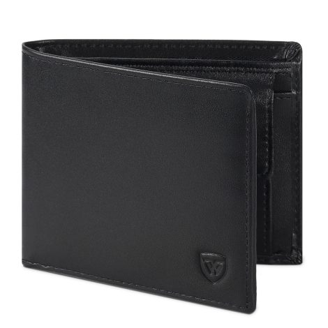 Cartera para hombre WONSEFOO | Protección RFID | 9 ranuras para tarjetas | 2 ranuras billetes | bolsillo monedas | negra | Regalo hombre.