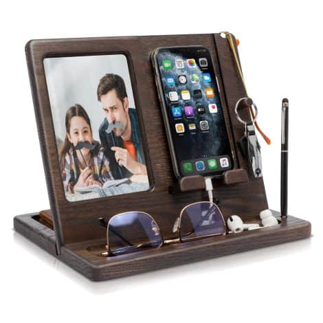 Soporte multifuncional para teléfono y objetos personales, elegante regalo para hombres en su cumpleaños.