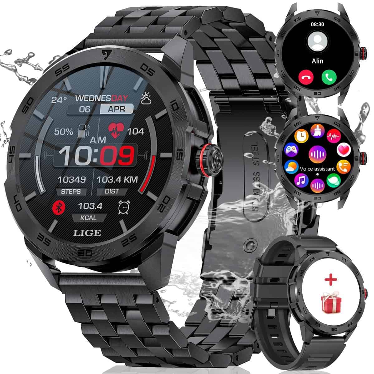 Reloj Inteligente Hombre con Llamada, 1,39" Smartwatch con 123+Modos Deportes, 400 mAh Batería Larga Duración?Monitor de Ritmo Cardíaco y Sueño, Impermeable Pulsera Actividad para Android, iOS