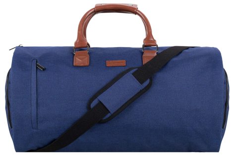 Bolso de Viaje para Trajes HUGH BUTLER 2en1 de 50L | Modelo 2024 | Diseño estampado | Bolsillo para portátil | Cremalleras metálicas | Caja de regalo | Para hombre | Equipaje de mano (Azul Marino).