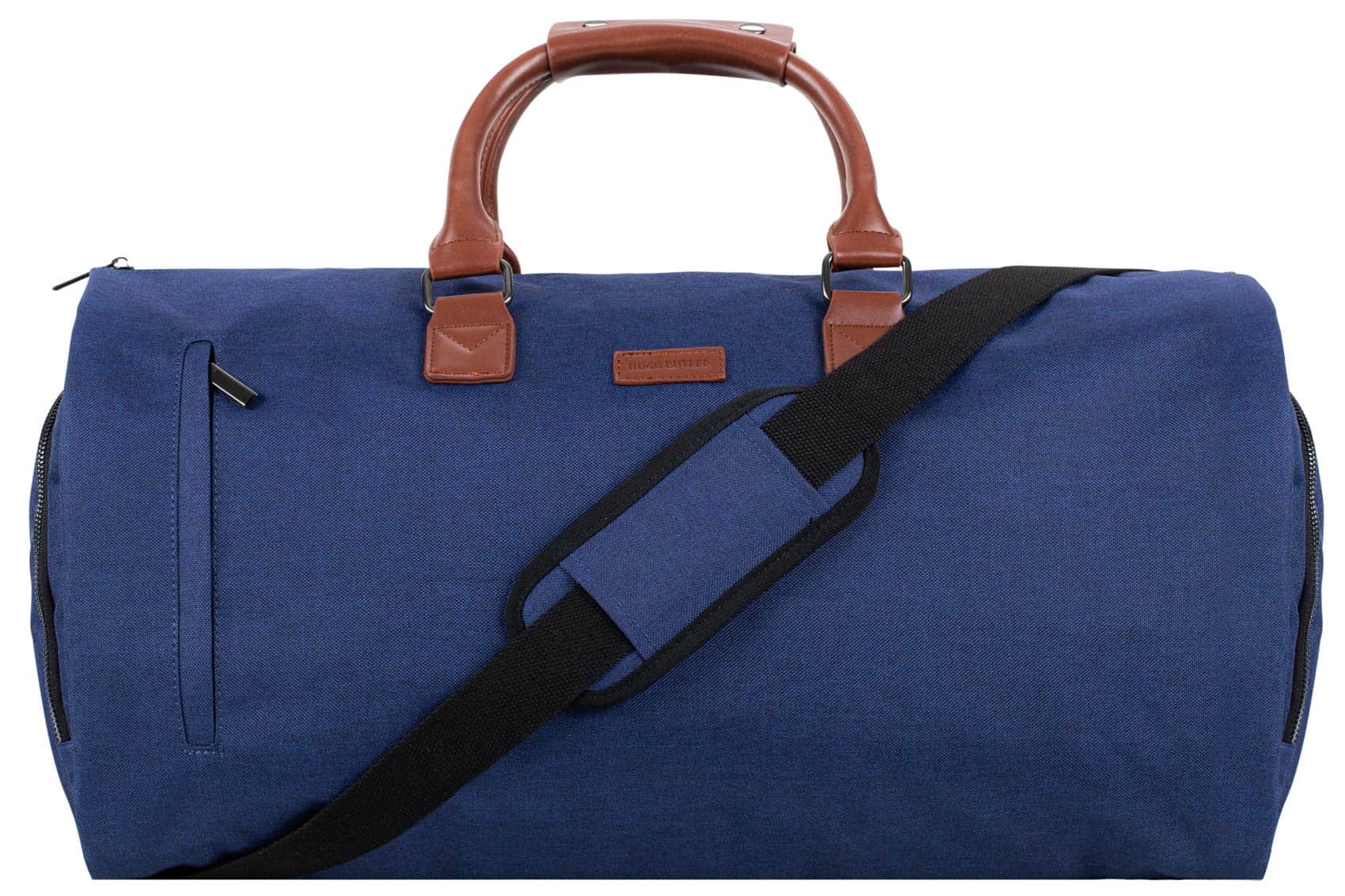 HUGH BUTLER Bolso Weekender Porta Trajes 2en1- 50L | Modelo 2024 | Forro impreso | Bolsillo de Portátil | Cremalleras de Metal | Caja de Regalo | Porta Traje para Hombre | Equipaje de Mano (Azul Marino)