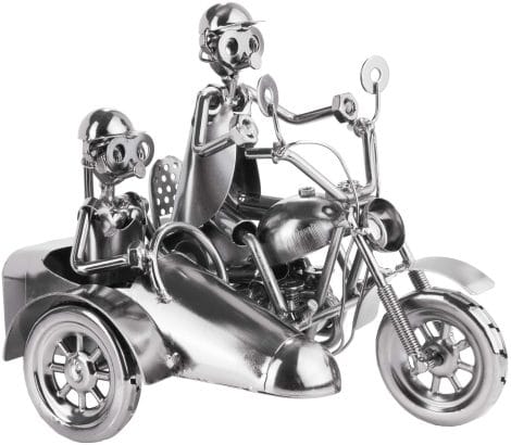 Figura de Metal Man Motocicleta con Sidecar BRUBAKER – Regalo perfecto para aficionados a las motos.