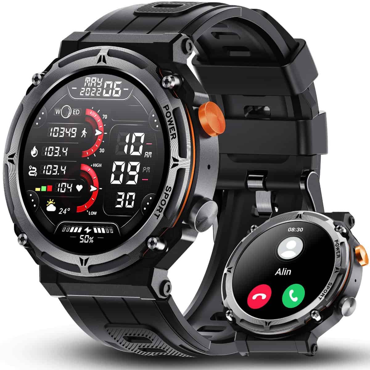 Reloj Inteligente Hombre con Llamadas Bluetooth, 1.39" Smartwatch Hombre con Oxímetro/Pulsómetro/Monitor/Sueño/Podómetro, 100 Modos Deportivos, Impermeable IP68 Pulsera Actividad para Android iOS