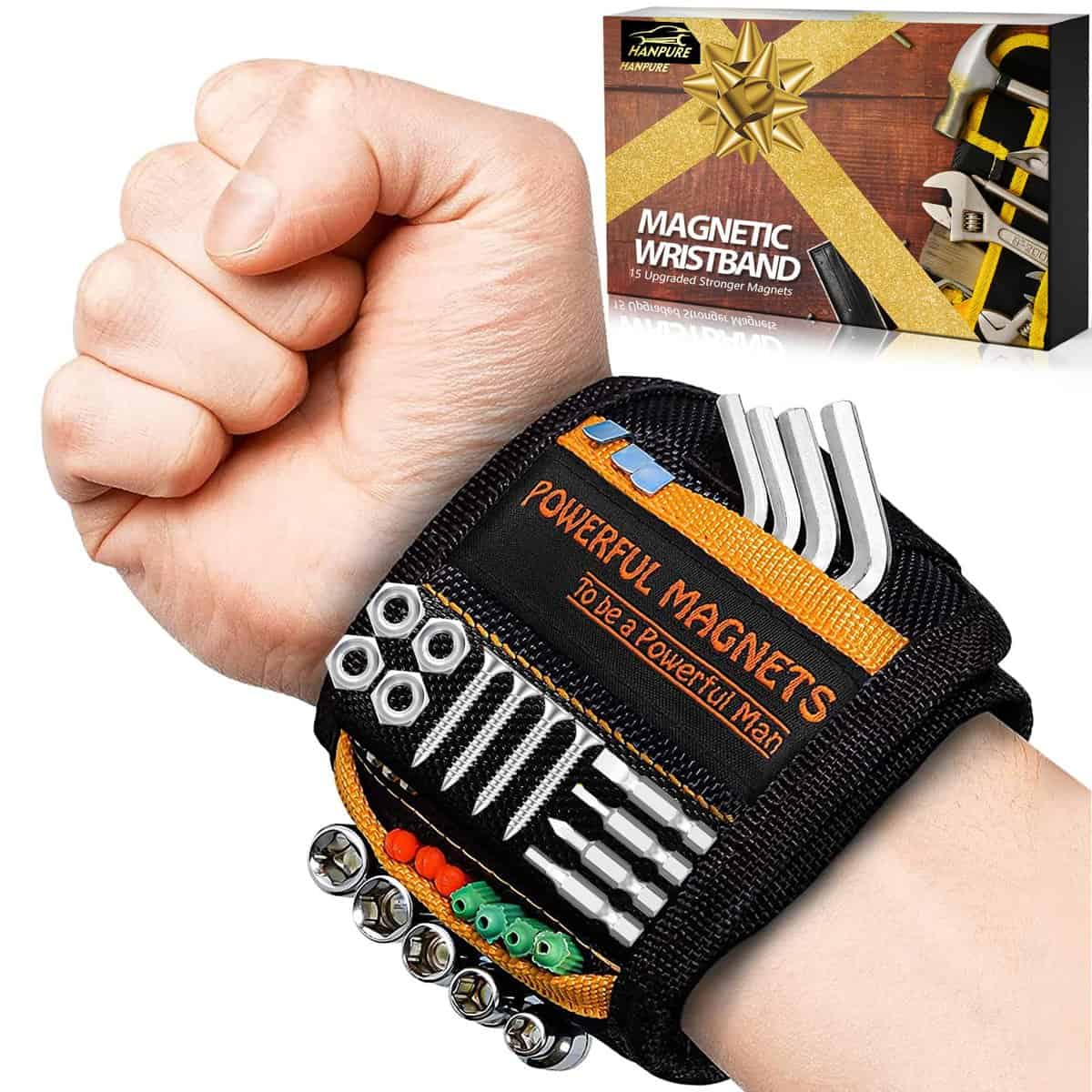 Regalos Originales Hombre Pulsera Magnética - Regalos Navidad Amigo Invisible Regalos Pulsera Magnética Con 15 Potentes Imanes Herramientas Bricolaje Fijar Uñas Tornillo Tuerca para Hombres Maquinaria