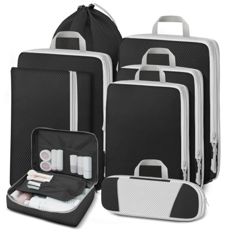 Organizador de Maleta Lannvan, Set 8 en 1 para Empaquetar al Vacío y Organizar, Negro