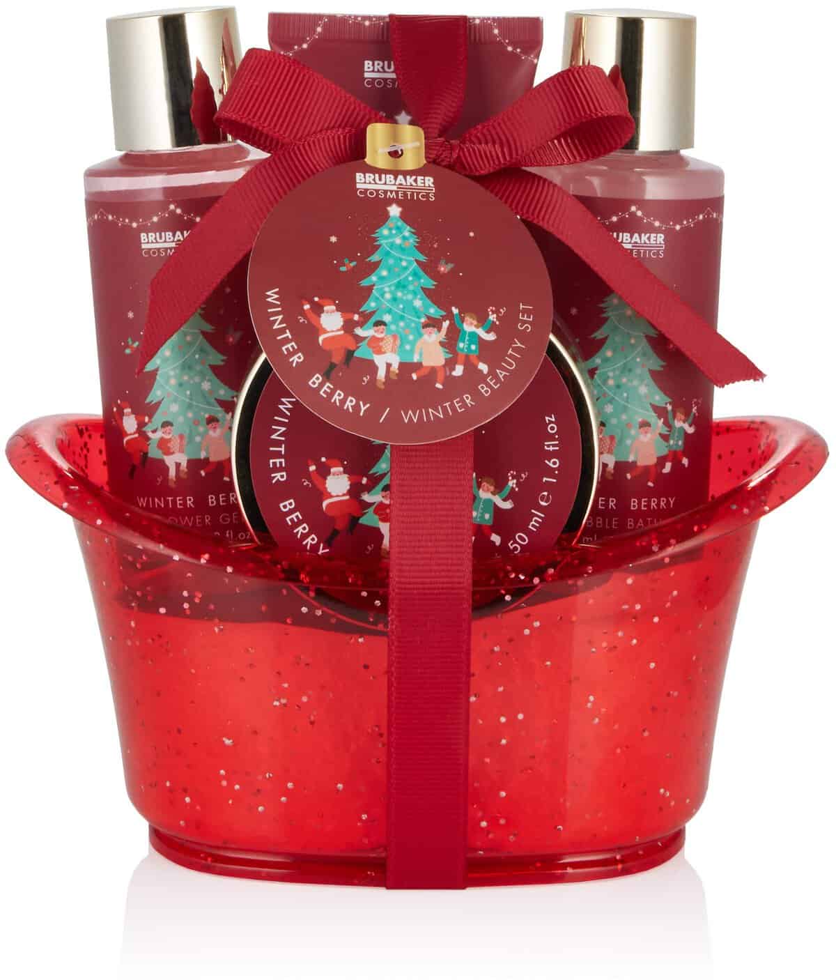 BRUBAKER Cosmetics Set de Regalo para Baño y Ducha Fragancia de Bayas de Invierno - Set de Cuidado de 5 Piezas en Bañera Decorativa Navidad - Set de Navidad para Mujeres y Hombres