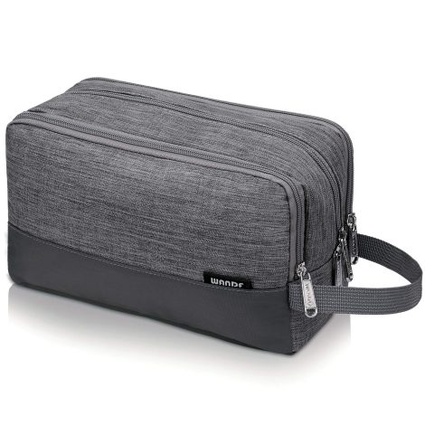 Bolsa de aseo impermeable WANDF para viaje, hombre y mujer, kit organizador maquillaje (A-Denim Grey).