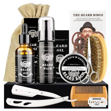 Kit completo de cuidado de barba para hombres: MXTIMWAN – Estilo profesional y regalo perfecto.