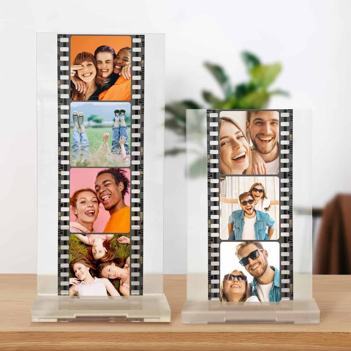 Transparent Gift Placa Carrete de Fotos Personalizada. Cuadro de Metacrilato Negativo Fotos con 4 Recuerdos. Regalos originales para Hombres, Mujeres, Novios, Novias, Parejas, Aniversarios