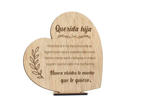 Tarjeta de agradecimiento de madera CONTRAXT. Regalo original para una hija. Postal de cumpleaños o felicitación.