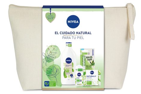 Estuche NIVEA Naturally Good, cuidado natural con Aloe Vera, set regalo, loción hidratante (350 ml), crema día (50 ml), desodorante (50 ml) y bálsamo labial (4,8 g)