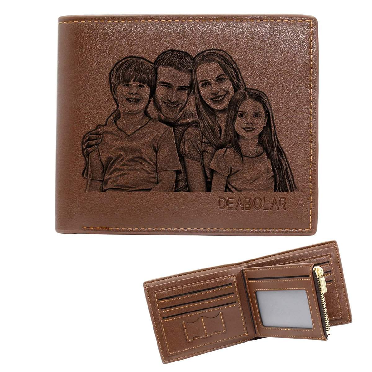 XJone Billetera de Foto Personalizada, Cartera Personalizado para Hombre Papá, Plegable Cuero Monedero