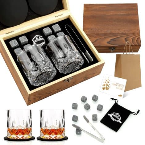 Pack de whisky con 2 vasos, regalo ideal para papá, esposo y hombres.