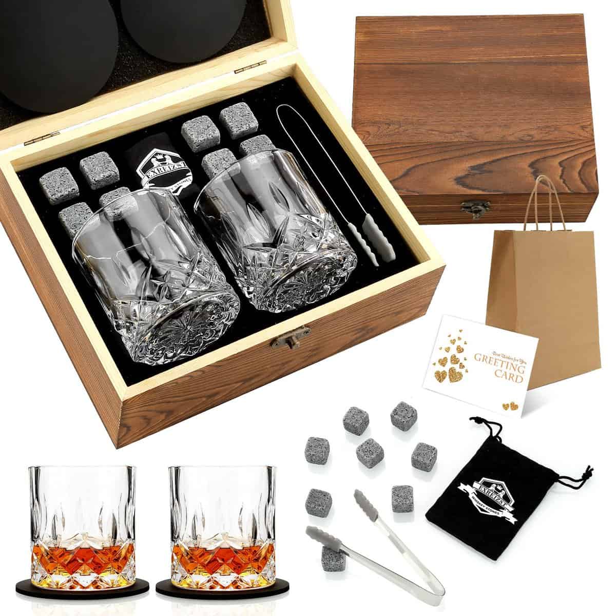 Set de Regalo de Vaso de Whisky Juego de Vasos de Whisky de 2 Regalo para papá, Esposo, Hombres