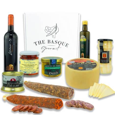 Lote Gourmet Vasco para Regalar – Cesta Navidad de Productos de Euskal Herria – Queso, Pate, Chorizo, Espárragos, Pimientos… – LOTE 6