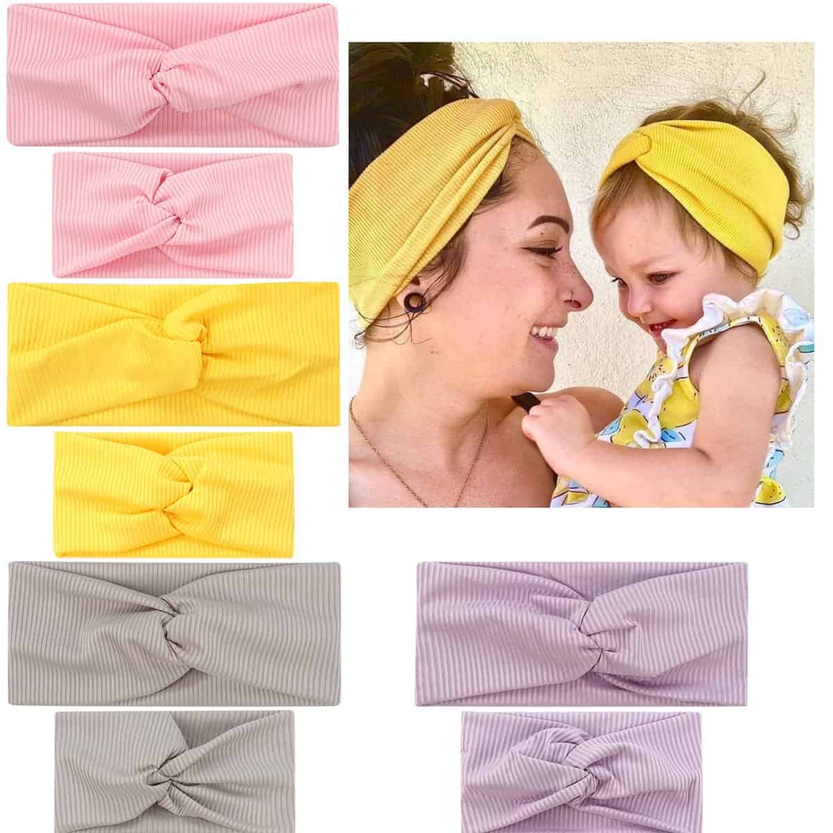 MiDoDo 4 Set Mommy and Me Headband Set Diadema a Juego para Madre e Hija Como Regalo de San Valentín, Diadema para Bebé y Mamá o Diademas para Nueva Mamá Bebé Recién Nacido (4 Set)