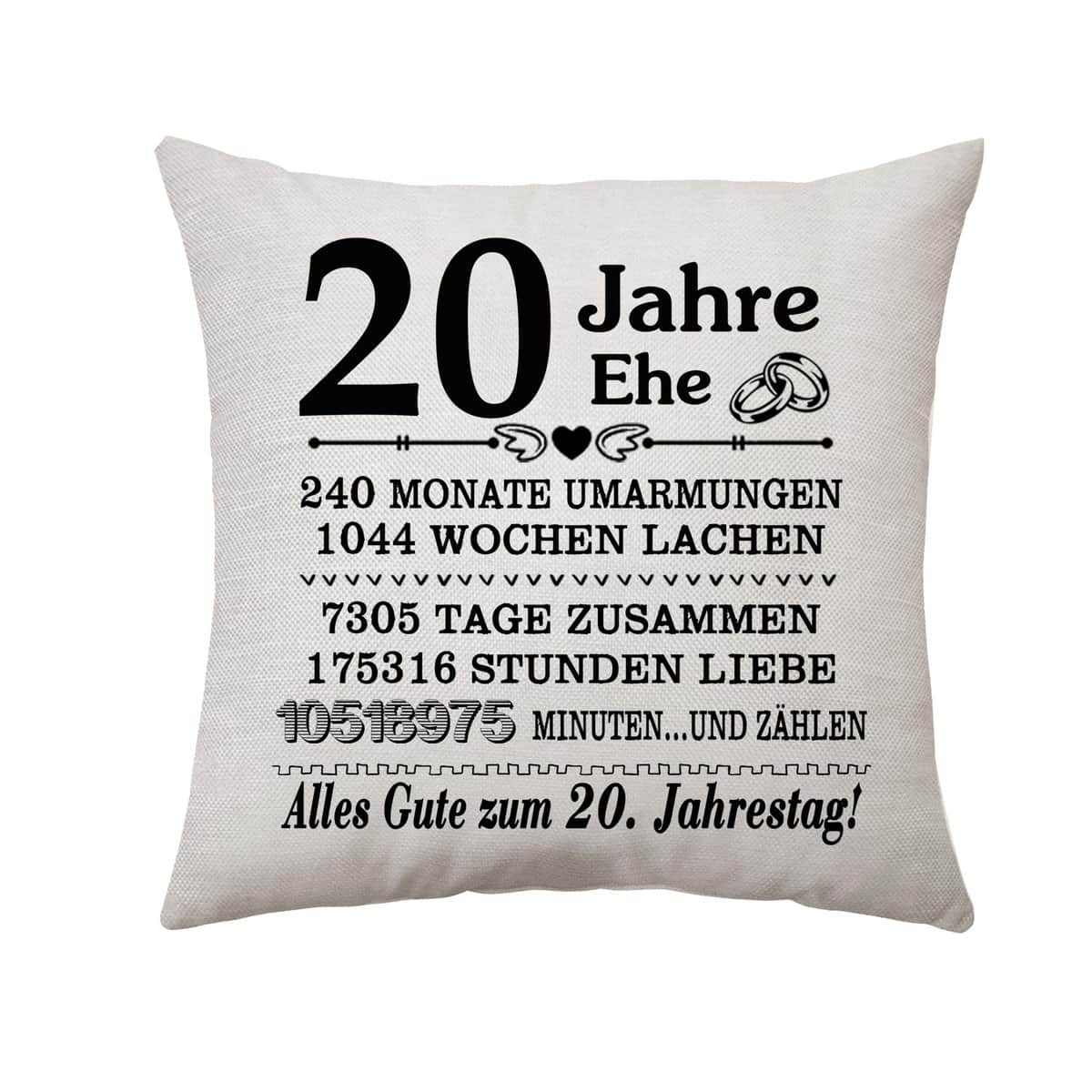 20 Años de Matrimonio Regalos 20 Aniversario Funda de Almohada para Parejas Aniversario Regalos para Él Aniversario Regalo de Boda para Esposo Mamá Papá Pareja 20 Aniversario Ideas de Recuerdos Funda