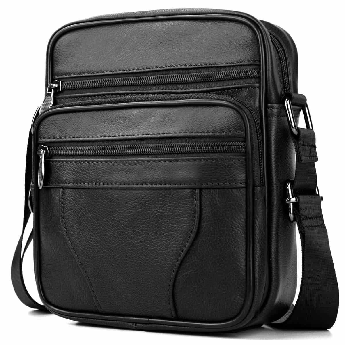 MISWAN Bandoleras Hombre Bolso Bandolera Hombre Piel Grande Mariconeras para Hombres Bandolera Piel Hombre Bolso Hombre de Cuero Bolso de Negocios Regalo Hombre para deportes,Trabajo,Casual,Viajes