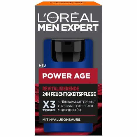 Crema para hombres de L’Oréal Men Expert, con ácido hialurónico, para piel cansada y opaca. Power Age, 1 x 50 ml.