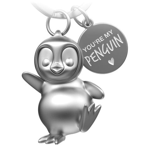 Llavero pingüino FABACH Breezy  amuleto suerte, regalo pareja, cumpleaños, aniversario Grabado Tú eres mi pingüino, Plata (mate).