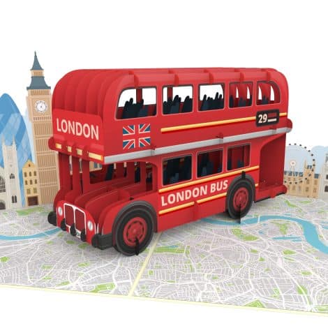 Vale de regalo MOKIO® Pop-Up Viaje en Autobús de dos pisos en Londres  Tarjeta 3D para vacaciones, cumpleaños o San Valentín, ideal para una escapada urbana en Inglaterra.