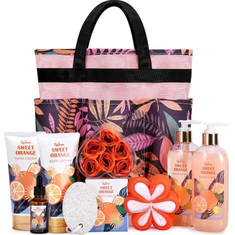 Cesta de Regalo BFFLOVE para Mujer, Set de Baño con Aroma a Naranja, Spa Completo, Regalo de Cumpleaños.