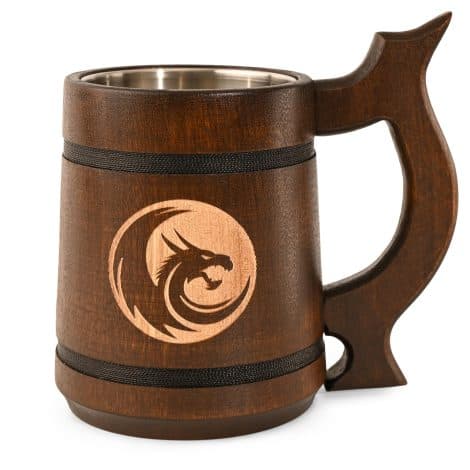 Jarra de Cerveza Vikinga TESLYAR 0.6 | Diseño del Dragón | Regalo Navideño para Hombres | Accesorios Vikingos.