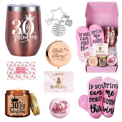 Regalos especiales para mujeres que cumplen 30 años: cesta personalizable para tu esposa, amigas, hermanas o hija.